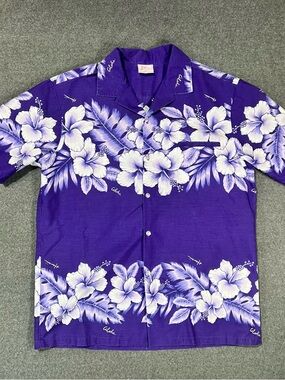 VTG Kalena Fashions Hawaiian Shirt Men’s Large Hibiscus Floral Print 80s USA